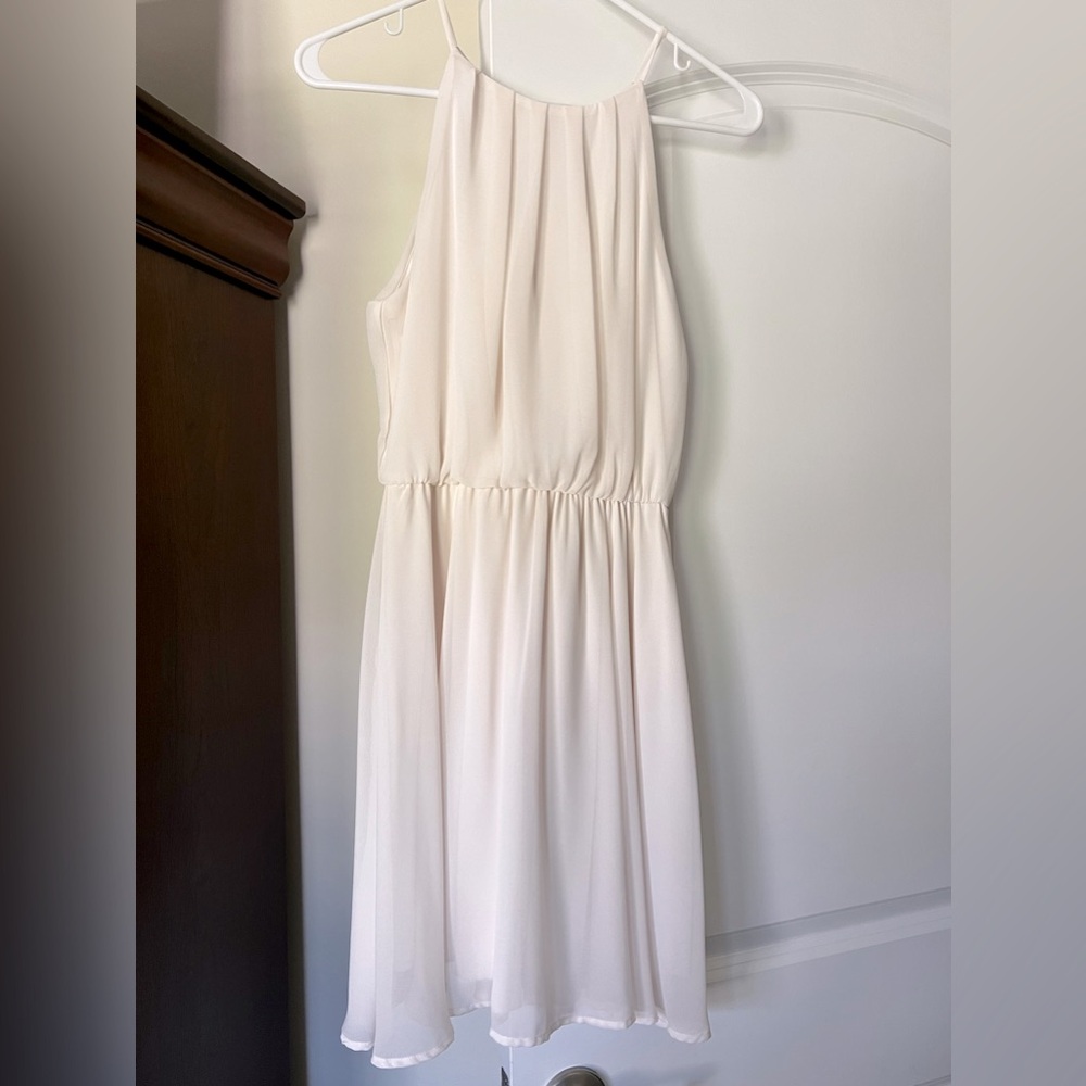 NWOT LUSH Sleeveless, Halter Mini Dress in Blush Pink | Size S